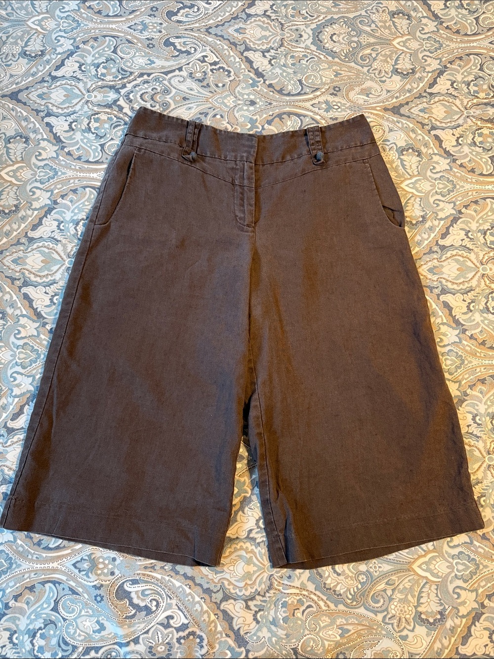 LOFT Dark Brown Linen Capris